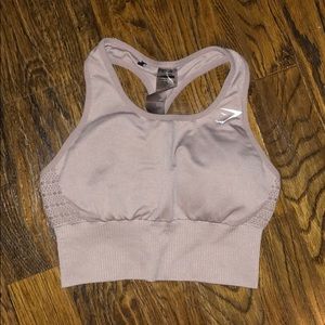 BEIGE GYMSHARK SEAMLESS SPORTS BRA